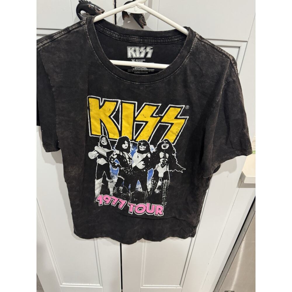 Kiss Love Gun 1977 Tour Adult M Graphic Logo T Shirt Black Distress Fade